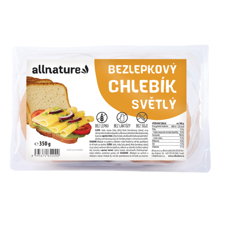 Allnature Bezlepkový chlebík světlý 350 g