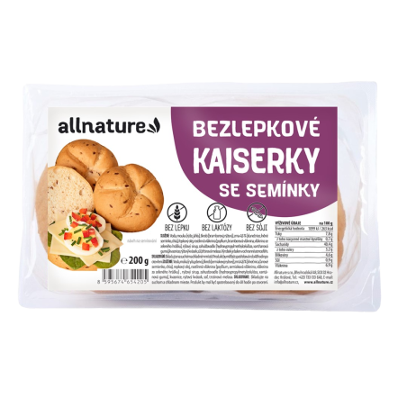 Allnature Gluten-free kaiser with seeds 200 g