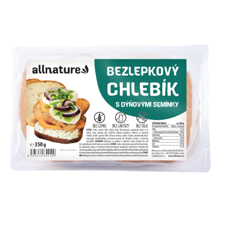 Allnature Bezlepkový chlebík s dýňovými semínky 350 g