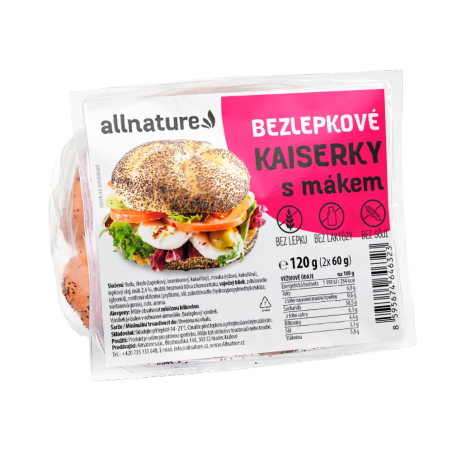 Allnature Gluten-free kaiser with poppy seeds 120 g