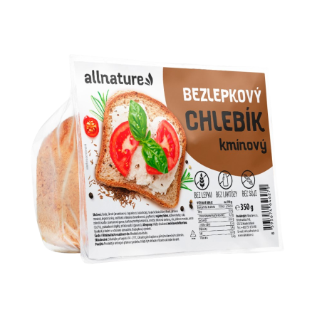 Allnature Bezlepkový chlebík kmínový 350 g