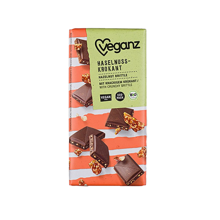 Veganz Chocolate orgânico com croissant de avelã 80 g