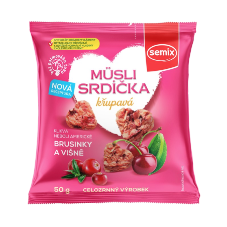 Semix Corazones de muesli con arándanos y cerezas 50 g