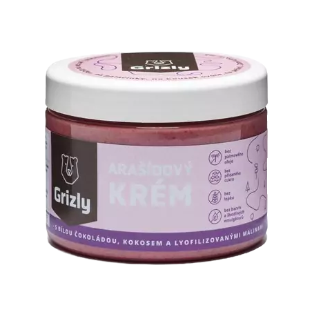 Grizly Peanut cream with chocolate, coconut and raspberries 500 g