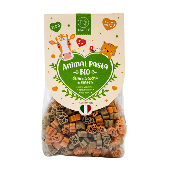 Natu Organic Animal Pasta Massa de lentilhas e ervilhas vermelhas 250 g